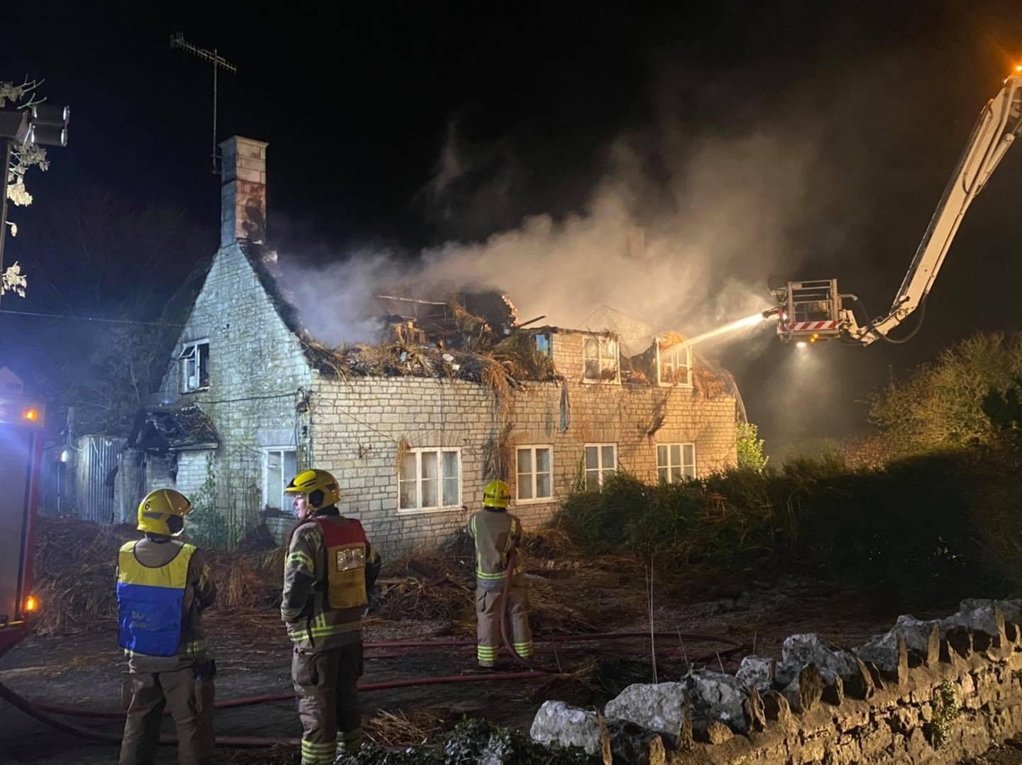 Dorset & Wiltshire Fire Service Thatched property fire in Poxwell