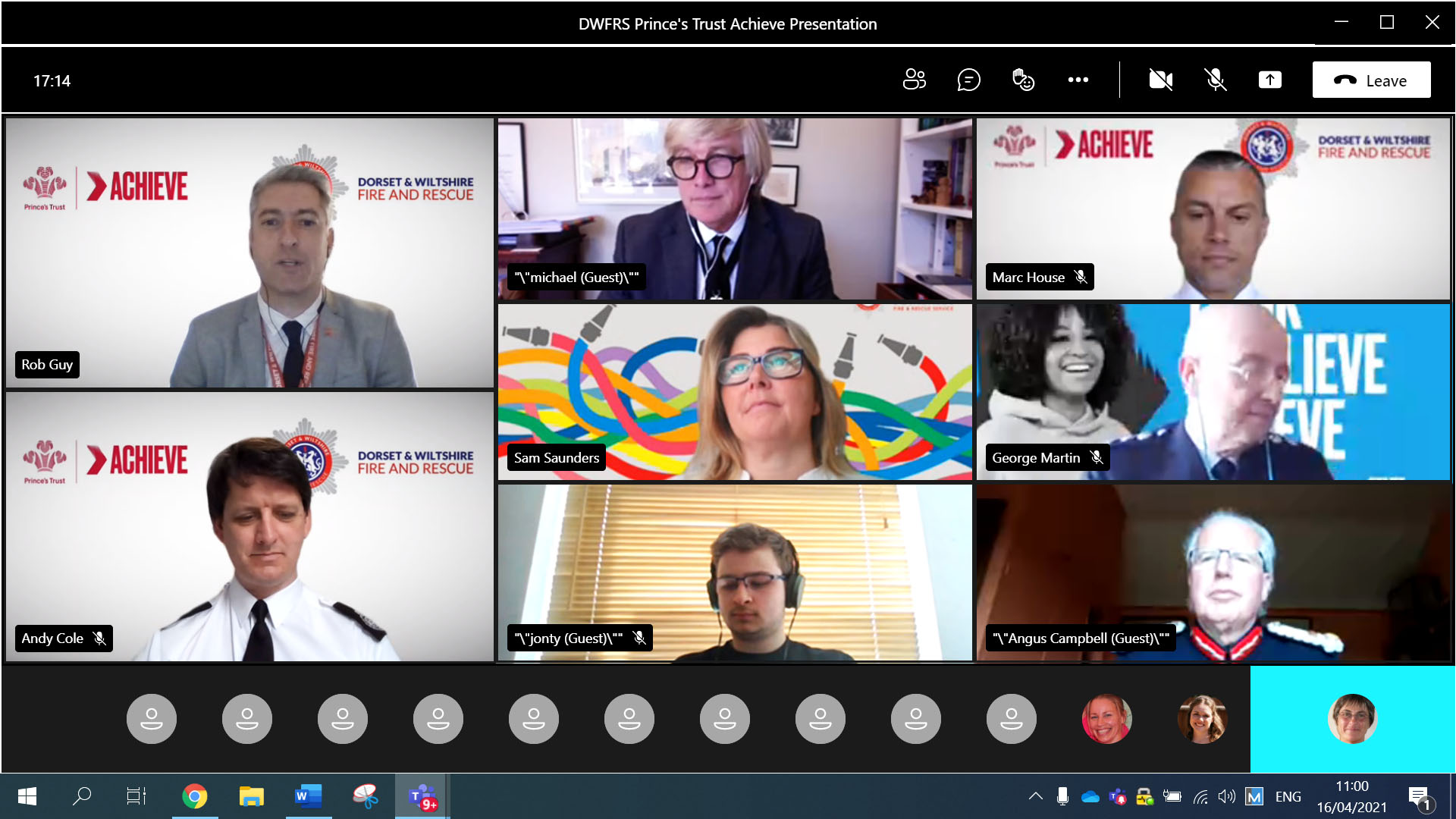 Screenshot of some attendees at the virtual presentation