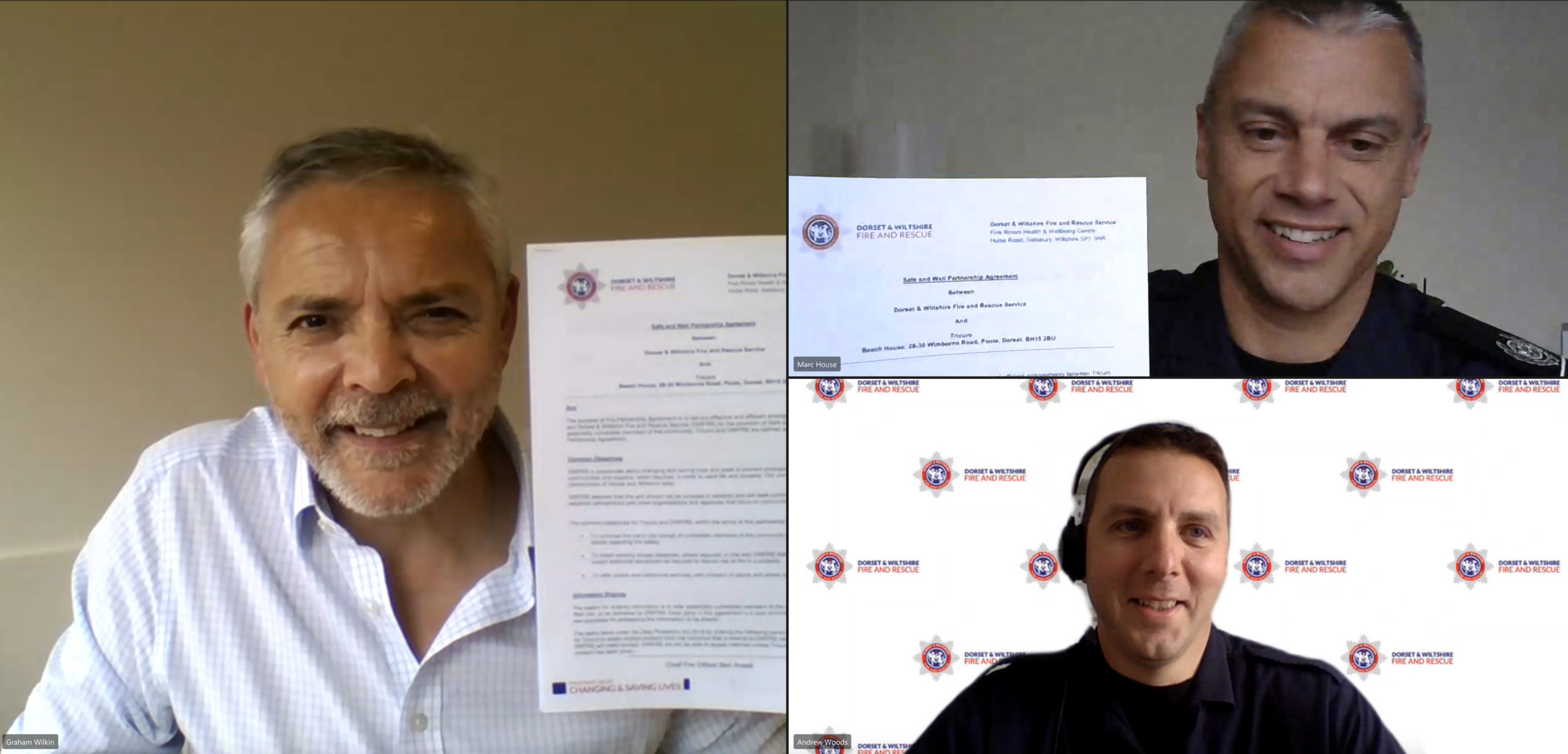 Screenshot of virtual signing between Tricuro and fire service representatives