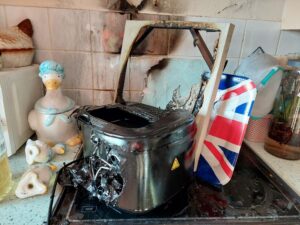 Fire damaged air fryer